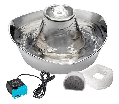 Seaside Stainless Steel Pet Fountain, 60 Oz Volume, Ultra-quiet Design