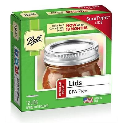 Ball 12pk Regular Mouth Lids With Out Bands