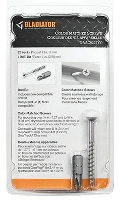 2 Inch White Screws For Garage Geartrack Channels And Gearwall Panels - 32 Pieces