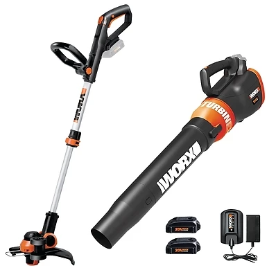 Wg929 Trimmer And Turbine Blower Combo Kit, 20v Lithium-ion, 2 Tools Included