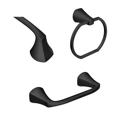 Moen MY8793BL Lindor Matte Black Bathroom Hardware Kit, Zinc, 3-Piece
