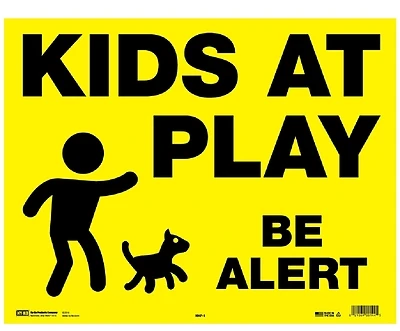 5012089 14.5 X 18.25 In. Plastic English Kids At Play Be Alert Sign - Case Of 3