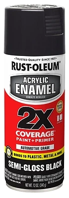 Acrylic Enamel Semi-gloss Black Spray Paint + Primer 12 Oz. Can
