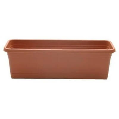 Americana 24-inch Terra Cotta Windowbox Planter With Saucer For Outdoor Use