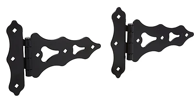 2-pack 8 In Black Ornamental T-hinge With 12 Screws, Model N109-032
