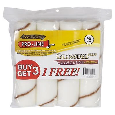 Arroworthy 9GLP3-4PK Glossdel Plus Woven Paint Roller Cover, 9 In. x 3/8 In. Nap, 4 Pk