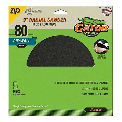 Gator 6440 Radial Sander, 9 in Dia, 80 Grit, Medium, Silicon Carbide Abrasive