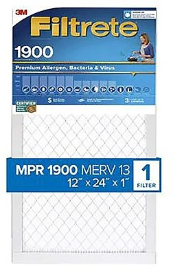 Ut20-4 12x24x1 In. Pleated Air Filter, 13 Merv, 1900 Mpr, 1 Pk