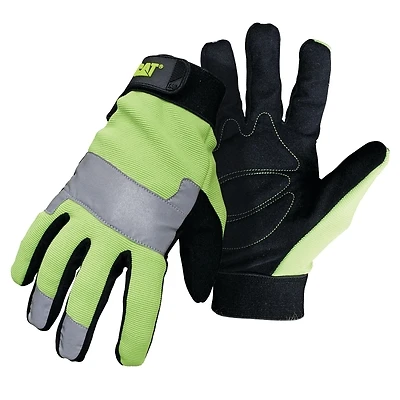 Cat CAT012214M High-Visibility Utility Gloves, Medium, Black/Fluorescent Green