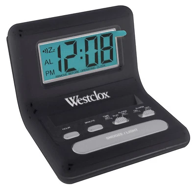 Westclox 47538A Digital Travel Alarm Clock, Black, 0.8 In. Display