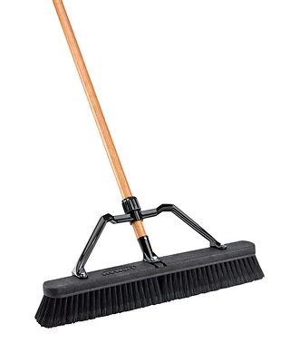 Libman 1294 Push Broom, 24 In. Smooth Surface, 66 In. Wood Handle