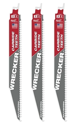 9 In. 6 Tpi Wrecker Carbide Teeth Multi-material Sawzall Blades 3-pack Model 48-00-5342