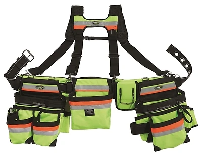 37 In. Hi-visibility 3-bag Framer's Rig With Adjustable Velcro Pouches