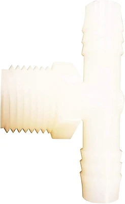 53772-0404 Nylon Hose Tee, 1/4 In Barb X 1/4 In Mpt, 10 Pk
