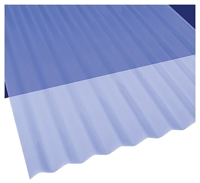 Sun-n-rain 106633 Translucent Corrugated Roofing Panel, 26 In W X 12 Ft L, Clear Blue, 10 Pk