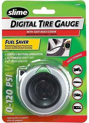 Slime 20187 Digital Tire Gauge, 0-120 Psi With Hose