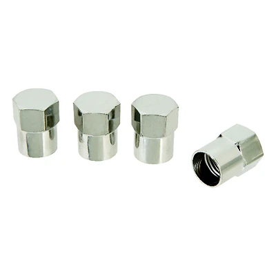 Chrome Tire Valve Caps Silver, 4 Pk, Model 2048-a, Fits Schrader Stems