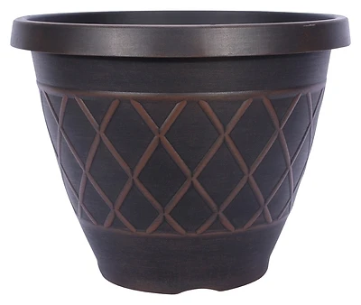Hdr-054849 Round Resin Planter, 15 In Height, Brown Color