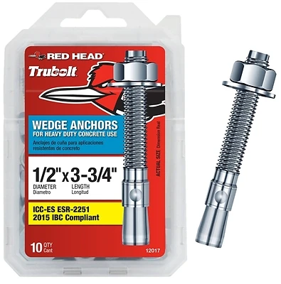 1/2 In. X 3-3/4 In. Zinc-plated Steel Hex-nut-head Wedge Anchors (10 Pk)