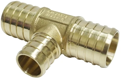 1 In. X 1 In. X 3/4 In. Brass Pex Barb Reducing Tee Fitting