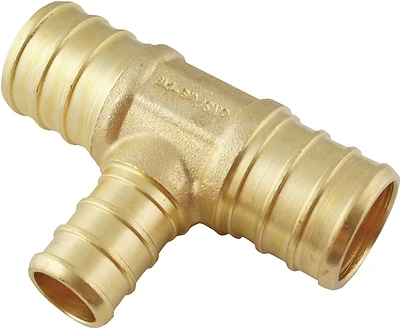 5-pack 3/4-in X 3/4-in X 1/2-in Brass Pex Barb Reducing Tee Fittings