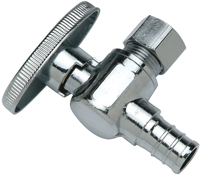 Apollo APXVA1238C Angle Stop Valve, 1/2 In. PEX Barb x 3/8 In. Compression, Chrome