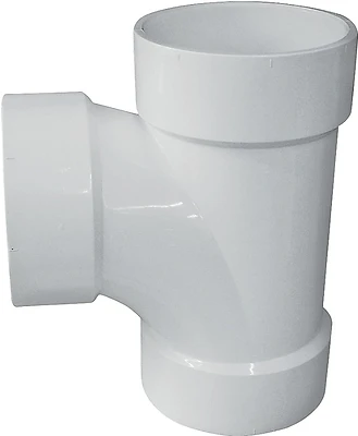 4 Inch Pvc Dwv Sanitary Tee, Model 192154l, Schedule 40, Hub Connection