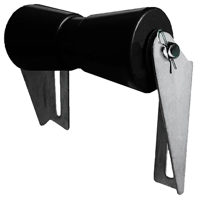 8 Inch Black Rubber Keel Roller With Galvanized Brackets And Shaft