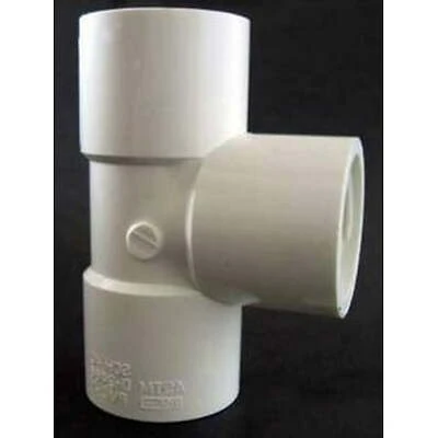 035852 3/4 In Pvc Pipe Tee, Socket X Socket X Fpt, 150 Psi, Sch 40