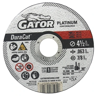 Blade Duracut Type 1 4-1/2" X 0.063" X 7/8" Metal/stainless Cut-off Wheel