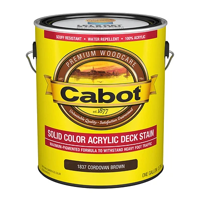 Deck Stain, Acrylic, Cordovan Brown Sold Color, 1-Gallon