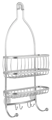 InterDesign 61976 York Lyra Shower Caddy, 2-Shelf, Silver