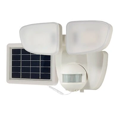 Solar Dual-Head LED Security Floodlight, Motion Activated, 1000 Lumen, White
