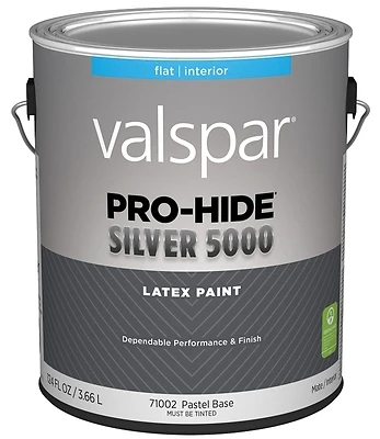 Pro-hide Silver 5000 Latex Flat Interior Wall Paint, Pastel Base, 1 Gallon