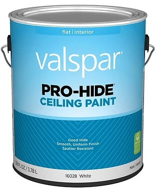Valspar Pro Hide 028.0016028.007 Ceiling Paint, White, Flat, 1 Gallon