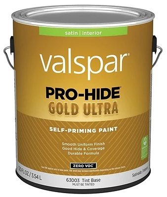 Pro-hide Gold Ultra Zero Voc Satin Interior Wall Paint, Tint Base, 1 Gallon