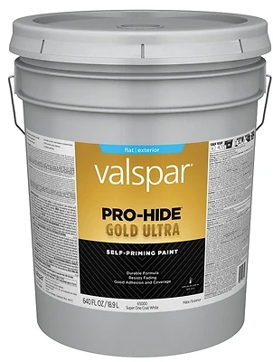 Latex Flat Exterior House Paint, Super One-coat White, 5 Gallon
