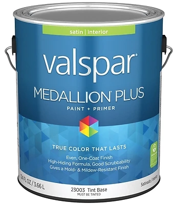 Valspar Medallion Plus Satin Interior Paint & Primer, Tint Base, 1 Gallon