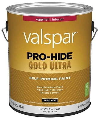 Pro-hide Gold Ultra Zero Voc Latex Eggshell Interior Wall Paint, Tint Base, 1 Gallon