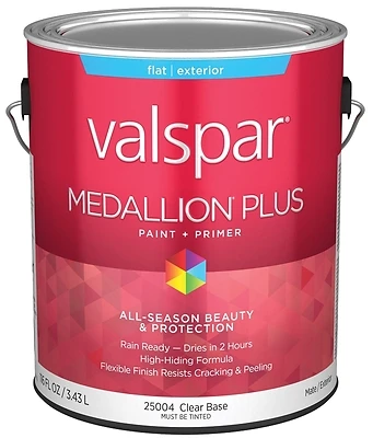 Valspar Medallion Plus Premium Flat Exterior Paint & Primer, Clear Base, 1 Gal