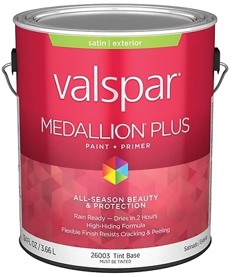 Valspar Medallion Plus Satin Exterior Paint & Primer, Tint Base, 1 Gallon