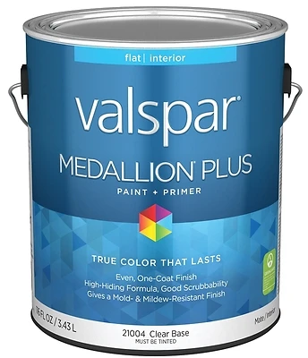 Valspar - Medallion Plus Premium Paint & Primer Flat Interior Paint, Clear Base, 1 Gallon