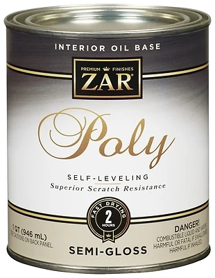 Zar 33012 Semi-Gloss Clear Oil-Based Polyurethane, Fast-Drying, 1 Qt