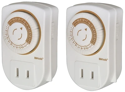 15-amp 24-hour Indoor Plug-in Mini Single-outlet Mechanical Timer (2-pack), White