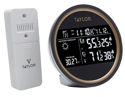 Digital Indoor/Outdoor Weather Forecaster, Round Black Dial