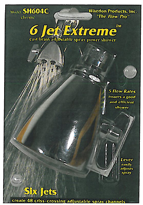 Extreme Power Showerhead, 6-jet Chrome Plated, Adjustable Settings