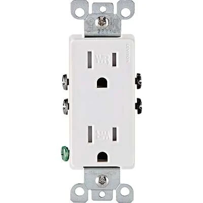 Leviton R02-W5325-0TW Decora 15A White Weather Resistant Duplex Outlet