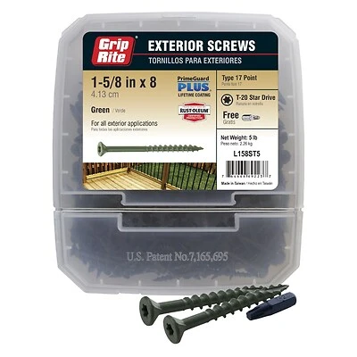 Grip-Rite PrimeGuard Plus #8 x 1-5/8-in Green Polymer Deck Screws (5-lbs)