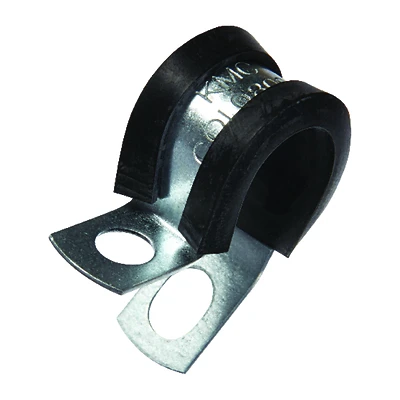 1/2 In. Dia. Steel Cushion Clamp 2 Pk, Model 61527, Rubber Cushion, Black