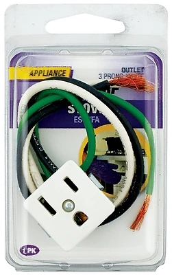 15 Amp 125 Volt White 3-prong Outlet, Model 61017, 1 Pk